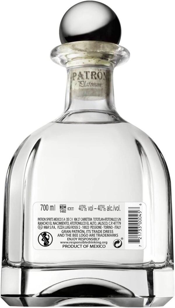 Gran PATRÓN Platinum Ultra-Premium Tequila, Made from the Finest 100% Weber Blue Agave, Handcrafted in Small Batches in Mexico, 40% ABV, 70cl / 700m